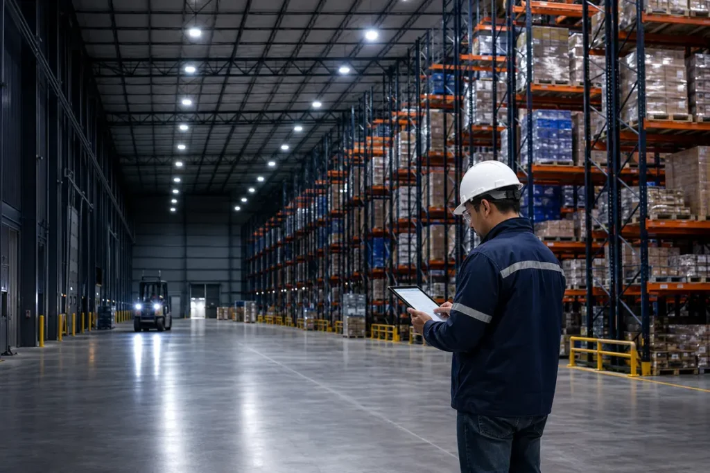Iluminación LED industrial para talleres y áreas de producción.